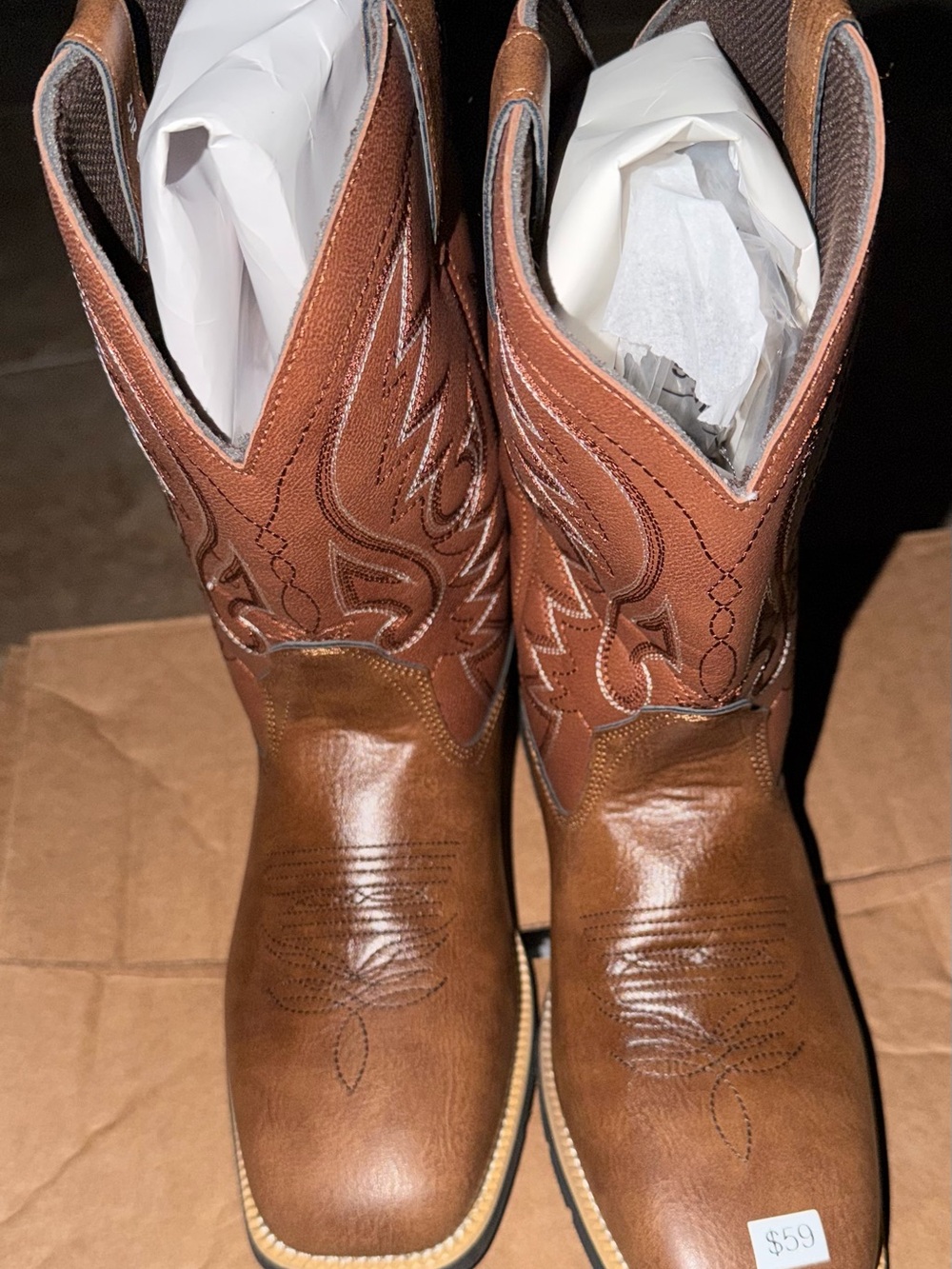 Source Unknown Brown Men's Cowboy Western Boots